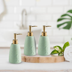 The Better Home 320ml Dispenser Bottle - Green (Set of 3) | Ceramic Liquid Dispenser for Kitchen, Wash-Basin, and Bathroom | Ideal for Shampoo, Hand Wash, Sanitizer, Lotion, and More