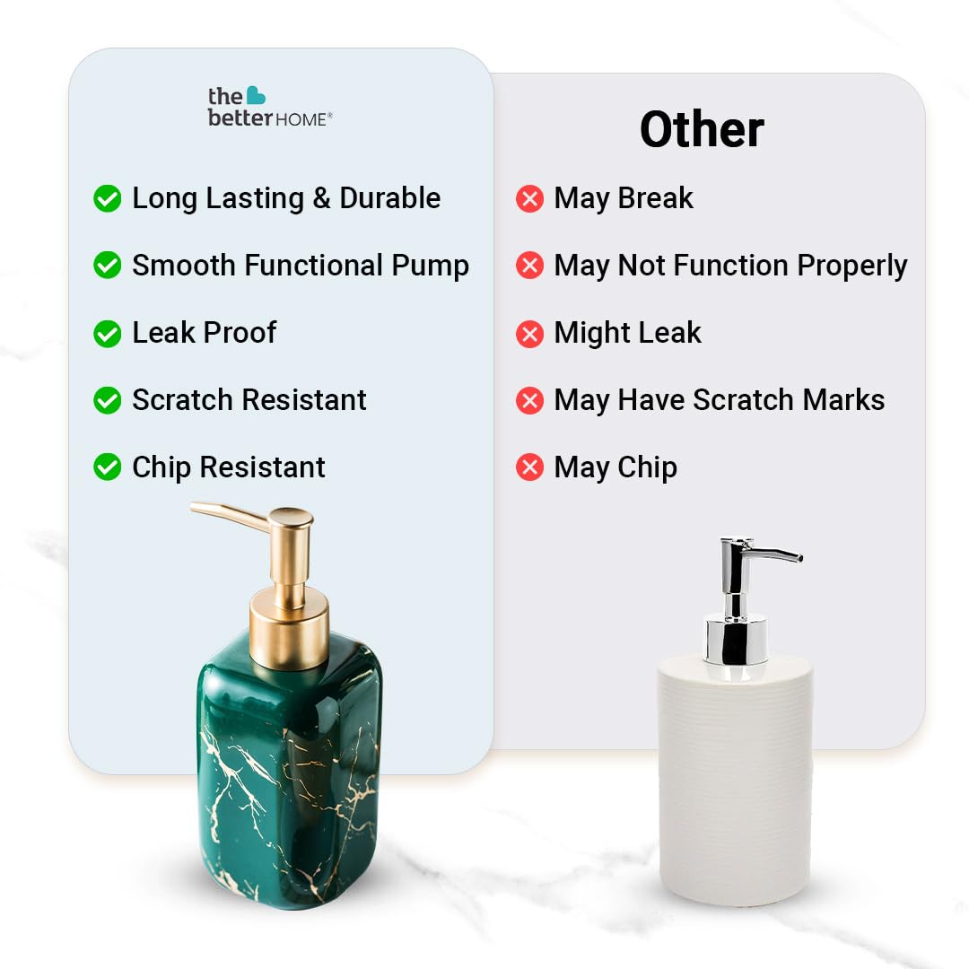 Pack of 1: Ceramic Soap Dispenser Set with Pump for Easy Use | Includes Lotion Dispenser | 300ml | Green