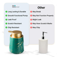 The Better Home 400ml Soap Dispenser Bottle - Green (Set of 6)|Ceramic Liquid Pump Dispenser for Kitchen, Wash-Basin, and Bathroom