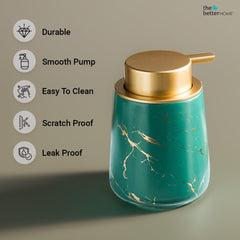 The Better Home 400ml Soap Dispenser Bottle - Green (Set of 4)|Ceramic Liquid Pump Dispenser for Kitchen, Wash-Basin, and Bathroom