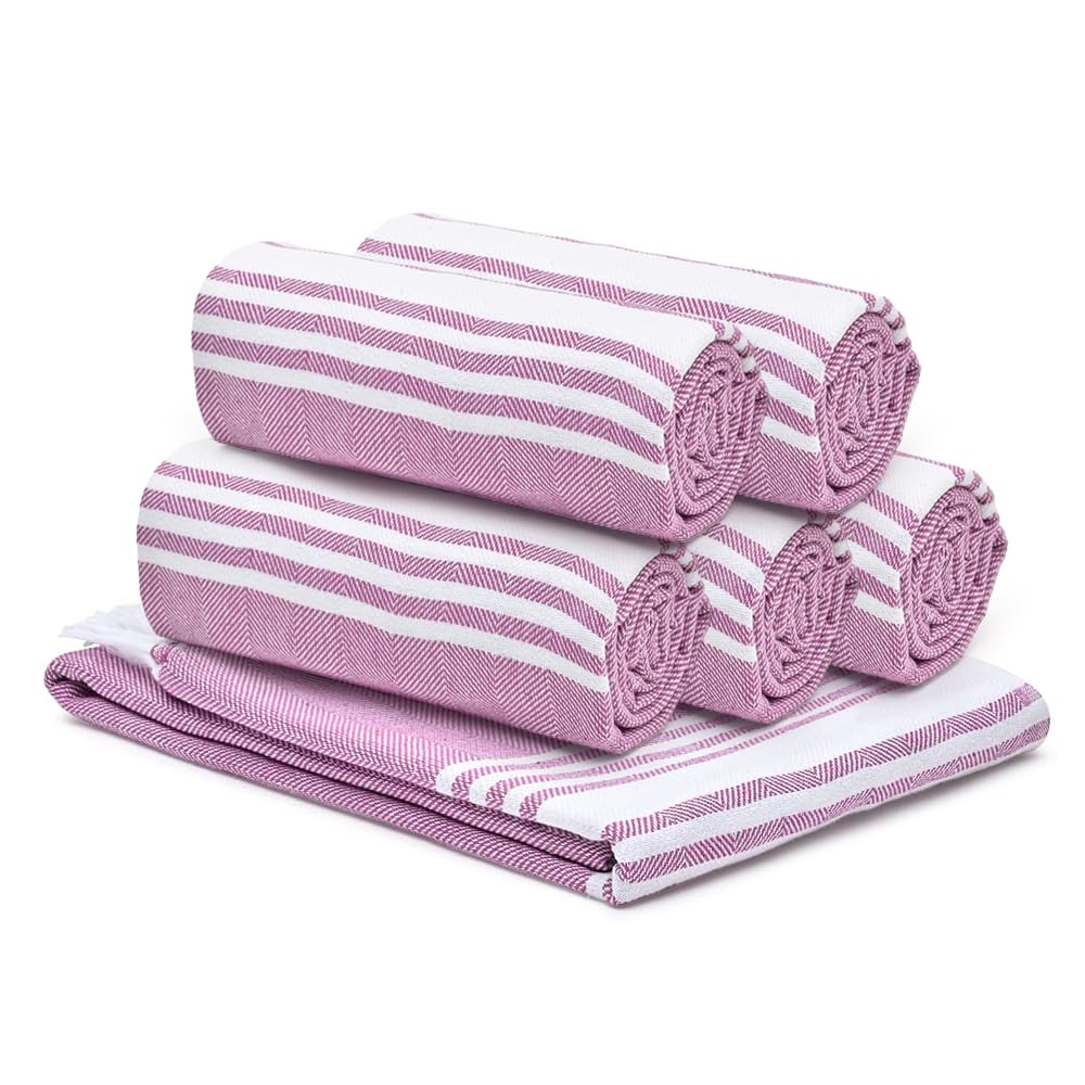 6-Pcs: Cotton Bath Towel Set with Soft Feel, Good Absorbency, Quick Dry | Hair Drying Towel Included | 150x75 cm | Purple