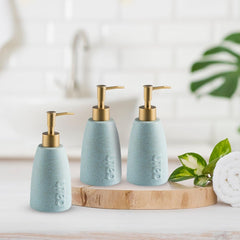 The Better Home 320ml Dispenser Bottle - Blue (Set of 3) | Ceramic Liquid Dispenser for Kitchen, Wash-Basin, and Bathroom | Ideal for Shampoo, Hand Wash, Sanitizer, Lotion, and More