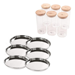 The Better Home Tall Jars 1000ml (Pack of 6) | Food Jars & Containers|Food Storage For Kitchen & SAVYA HOME 6 pcs big Plate Set |Pack and Store Combo