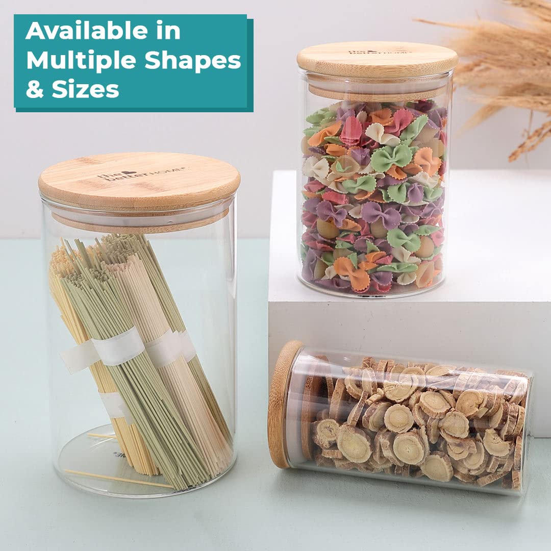 Pack of 4: Airtight Borosilicate Glass Kitchen Containers with Bamboo Lid | 300 ml Each | Transparent