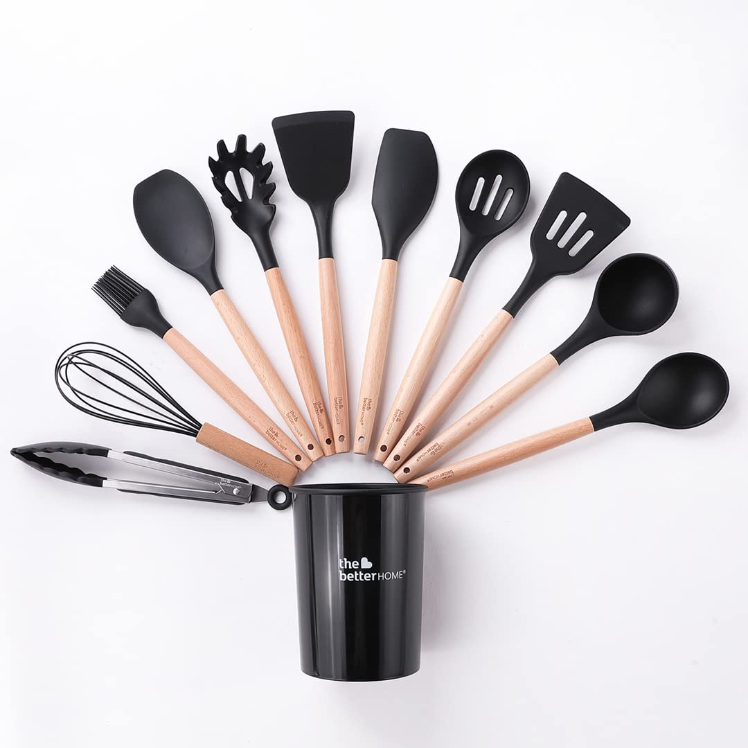 Silicon Spatula Set for Non Stick Pans | Heat Resistant, Durable, Flexible Cookware Set | BPA Free & Odourless Non Stick Utensil Set for Cooking (Pack of 12)