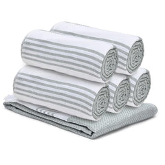 The Better Home 100% Cotton Turkish Bath Towel | Quick Drying Cotton Towel | Light Weight, Soft & Absorbent Turkish Towel (Pack of 6, Grey)