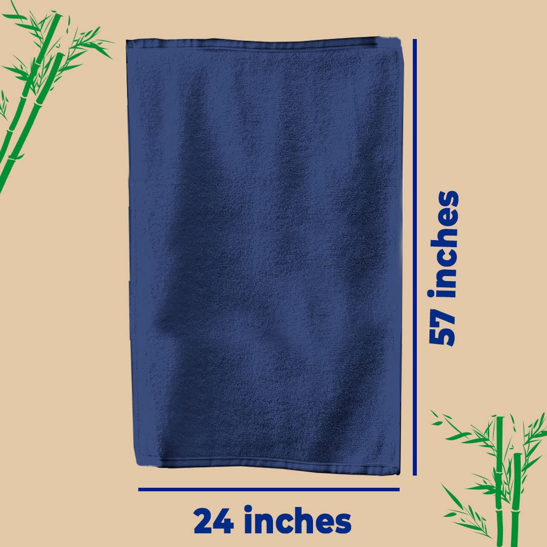 Pack of 2: Bamboo Bath Towels - Ultra Soft, Hyper Absorbent, Anti Odour | 27x54 inches | Blue