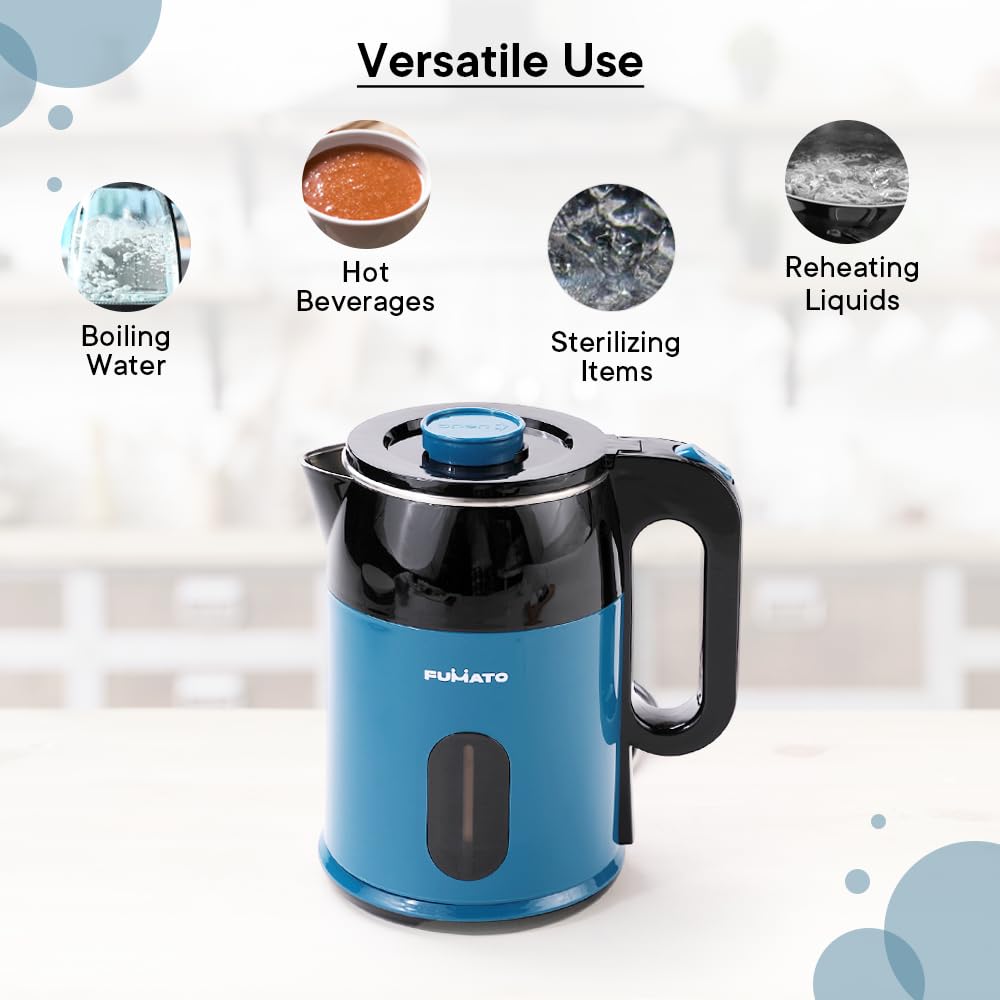 Combo: Electric Kettle with Insulated Bottle | Stainless Steel, Ultimate Utility | 1 Litre | Dark Blue