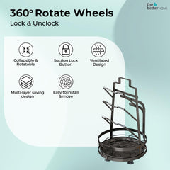 The Better Home Rotatable Lid Rag Holder | Stackable Kitchen Basket For Storage | Carbon Steel Collapsible Foldable Basket For Fruits And Vegetables | Rust-Resistant | Unbreakable (Design 1-1Pcs)
