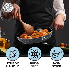 Non Stick Induction Cookware Set |Induction Utensils for Cooking |Non Stick Frying Pan (24cm), Non Stick Dosa Tawa (28cm), Non Stick Kadai (24cm) |3 Piece Granite Granite Cookware Set