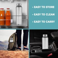 1000 Stainless Steel Water Bottle 1 Litre - Silver | Rust-Proof, Lightweight, Leak-Proof & Durable | Eco-Friendly, Non-Toxic & BPA Free Water Bottles 1+ Litre| Pack of 2