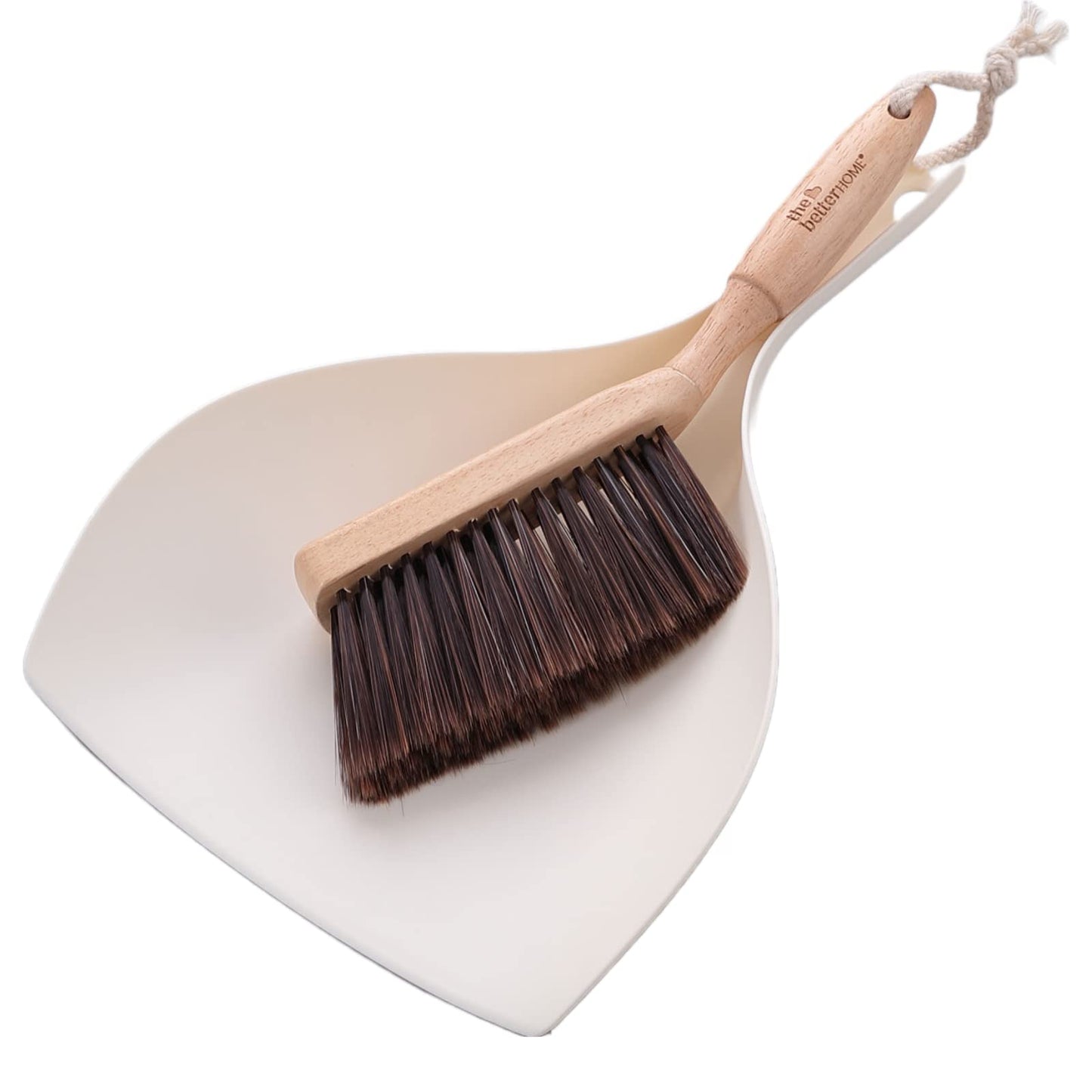 Dustpan and Brush Set | Lightweight with Adjustable Dustpan & Split Bristles | Standard Size | White