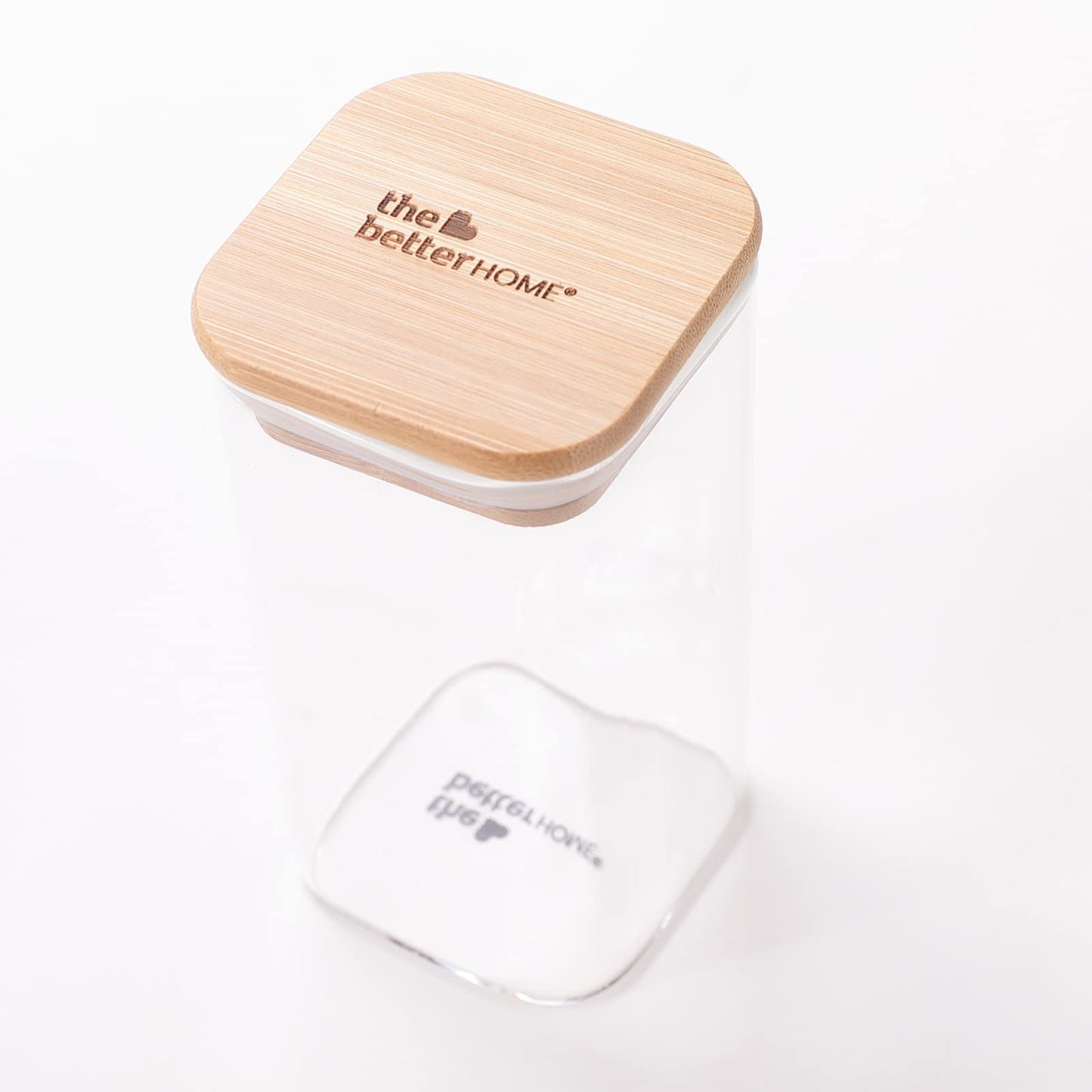 Pack of 2: Kitchen Storage Containers with Bamboo Lid | Airtight Borosilicate Glass Jars | 300 ml Each | Rectangular