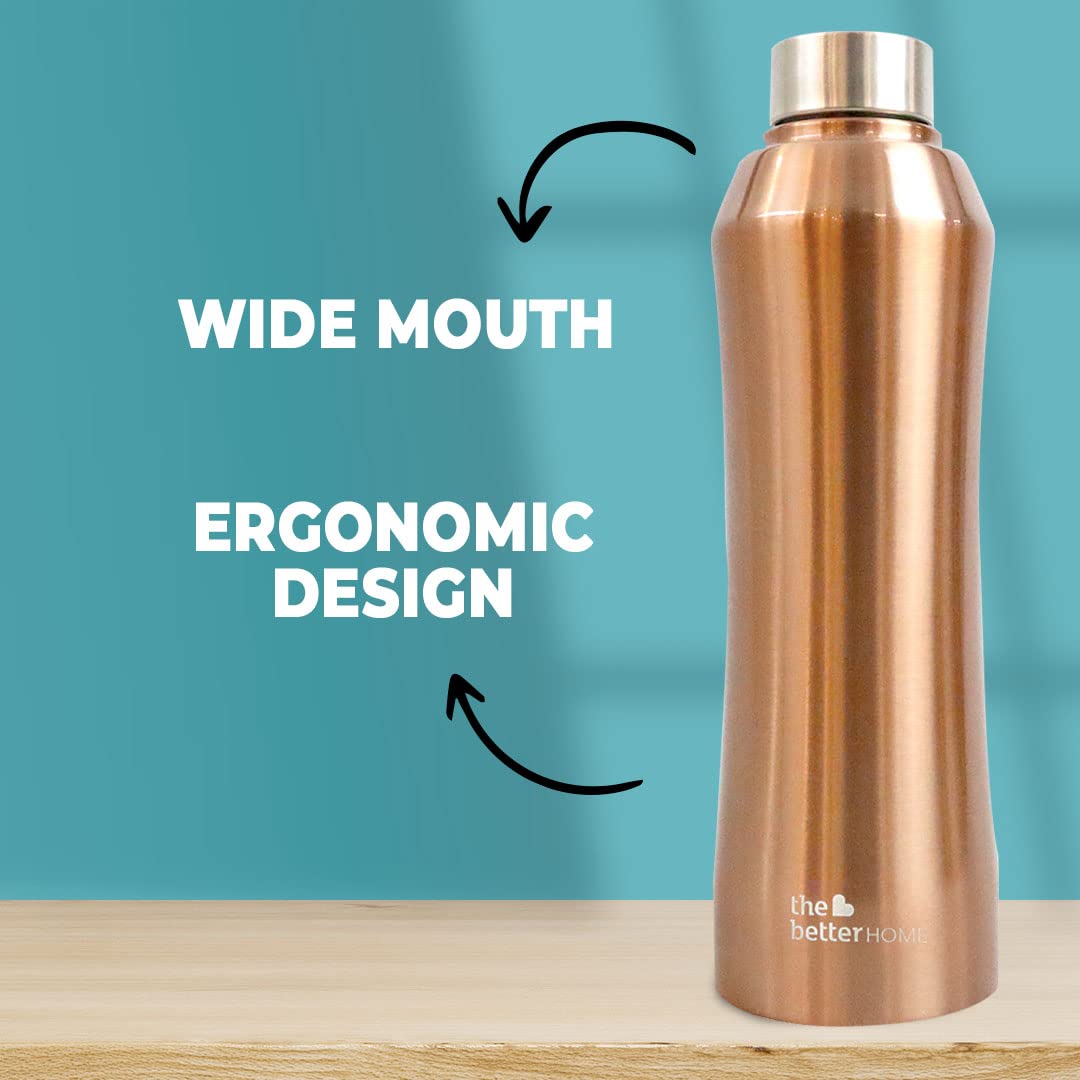 The Better Home 1000 Stainless Steel Water Bottle 1 Litre - Gold | Eco-Friendly, Non-Toxic & BPA Free Water Bottles 1+ Litre | Rust-Proof, Lightweight, Leak-Proof & Durable| Pack of 2