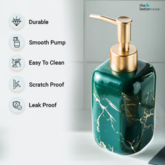 The Better Home 300ml Dispenser Bottle - Green (Set of 4) | Ceramic Liquid Dispenser for Kitchen, Wash-Basin, and Bathroom | Ideal for Shampoo, Hand Wash, Sanitizer, Lotion, and More