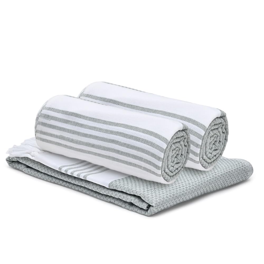 Combo: Cotton Bath Towels - Anti-Odour, High Absorbency, Quick Dry | 3 Pcs | 150cm x 75cm | Grey