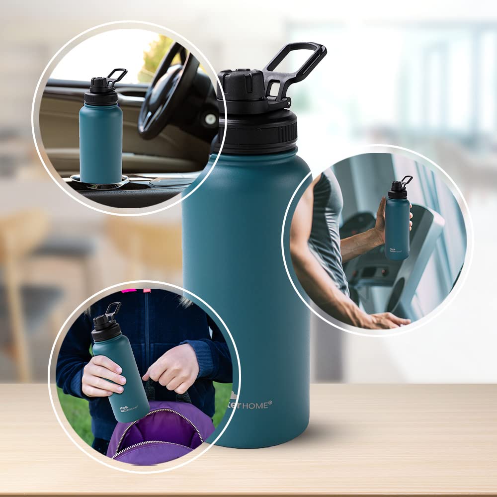 Insulated Water Bottle - Double Wall, Leakproof, Durable | 1 Litre | Teal | Ideal for Home, Gym, Office