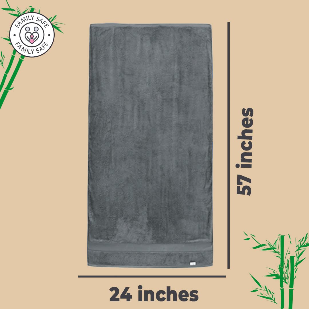 The Better Home Bamboo Bath Towel for Men & Women | 450GSM Bamboo Towel | Ultra Soft, Hyper Absorbent & Anti Odour Bathing Towel | 27x54 inches (Pack of 2, Beige + Dark Grey)