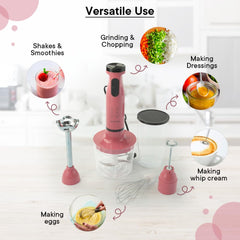 The Better Home Fumato's Kitchen and Appliance Combo| Hand blender with Borosilicate Glass Jar 1000ml,Pack of 2|Food Grade Material| Ultimate Utility Combo for Home| Pink