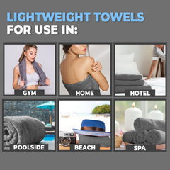 Bamboo Bath Towel for Men & Women | 450GSM Bamboo Towel | Ultra Soft, Hyper Absorbent & Anti Odour Bathing Towel | 27x54 inches (Pack of 2, Beige + Dark Grey)