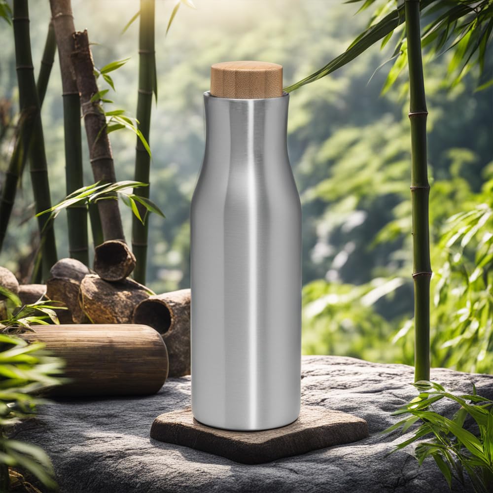 The Better Home Insulated Stainless Steel Water Bottle with Bamboo Lid 500 Ml |Non-Toxic & BPA Free Water Bottle for Home Office Kids| Hot for 18 Hours,Cold for 24 Hours|Rust-Free & Leak-Proof Bottle