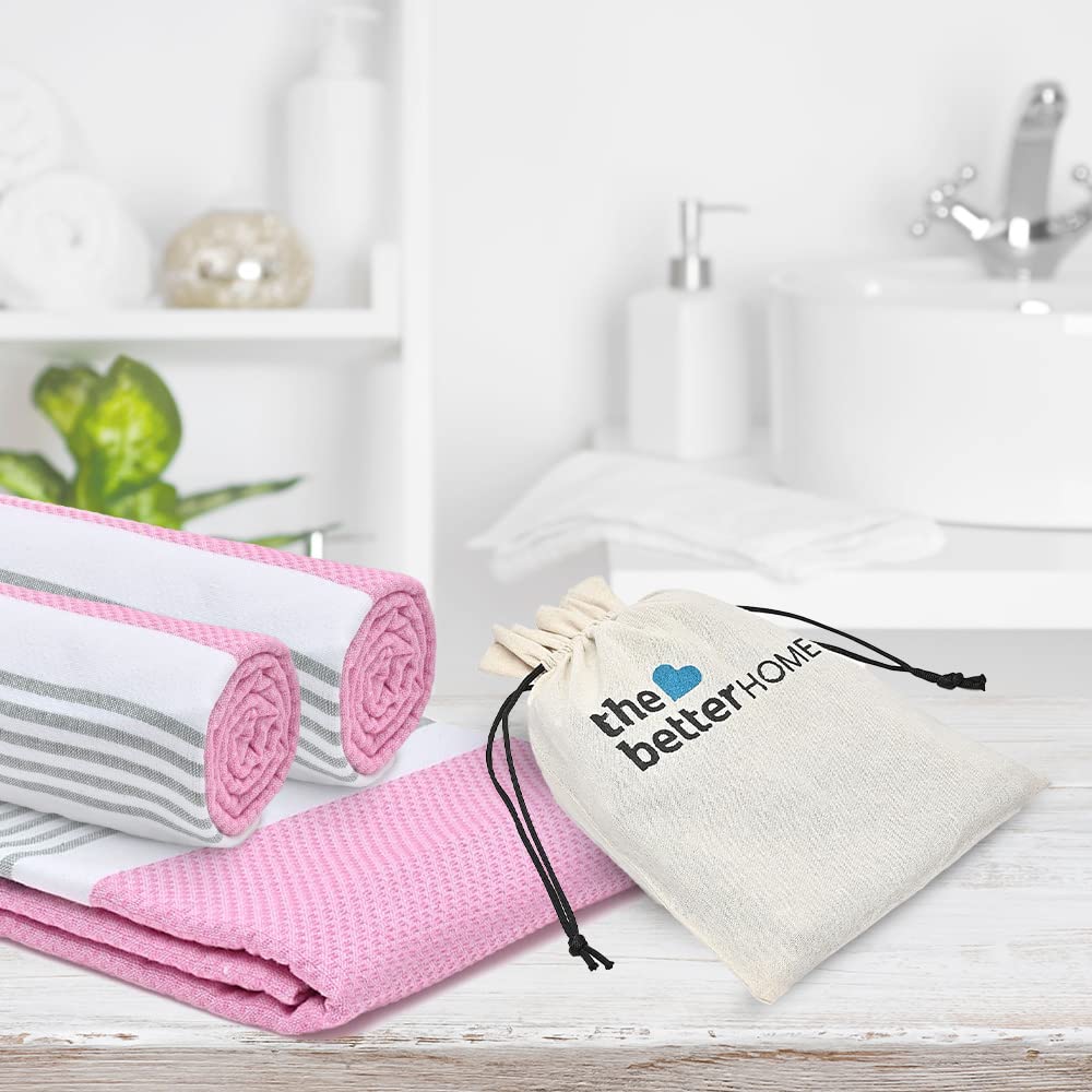 Combo: Cotton Bath Towels - Soft, Anti-Odour, High Absorbency, Quick Dry | 6Pcs | 150cmx75cm | Pink