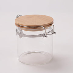 The Better Home Zen Series Borosilicate Containers with Lid 650ml |Container for Kitchen Storage Set | Leakproof, Airtight Storage Jar for Glass Jars with Wooden Lid |Star Lock Collection Set of 2