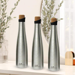 The Better Home Insulated Cork Bottle|Hot & Cold Water Bottle 500 Ml -Silver |Easy Pour| Bottle for Fridge/School/Outdoor/Gym/Home/Office/Boys/Girls/Kids, Leak Proof and BPA FreePack of 3