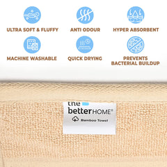 600GSM 100% Bamboo Hand Towel | Anti Odour & Anti Bacterial Bamboo Towel | Ultra Absorbent & Quick Drying Hand & Face Towel for Men & Women (Pack of 2, Beige)
