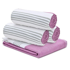 The Better Home 100% Cotton Turkish Bath Towel | Quick Drying Cotton Towel | Light Weight, Soft & Absorbent Turkish Towel (Pack of 4, Purple)