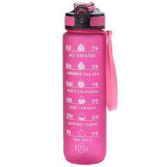 Sipper Water Bottle For Adults 1 Litre | Motivational Gym Water Bottle 1+ Litre with Measurements | Sports Water Bottle | Unbreakable Sipper Bottle (Magenta)