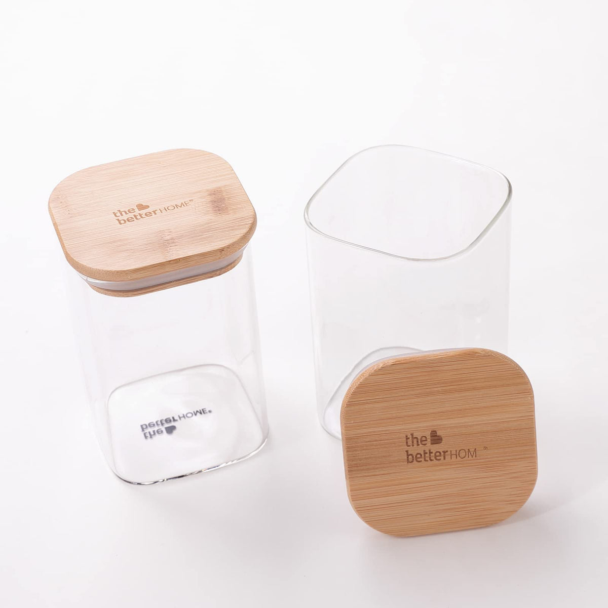 Borosilicate Glass Jar for Kitchen Storage | Kitchen Container Set and Storage Box, Glass Containers with Lid | Air Tight Containers for Kitchen Storage |Pack of 2 (600ml)