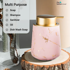 The Better Home 400ml Soap Dispenser Bottle - Pink (Set of 4) |Ceramic Liquid Pump Dispenser for Kitchen, Wash-Basin, and Bathroom