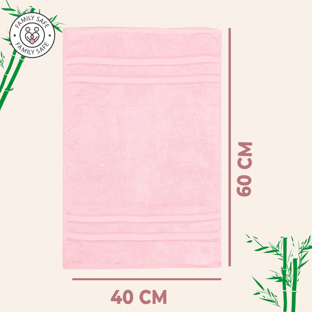 600GSM 100% Bamboo Hand Towel | Anti Odour & Anti Bacterial Bamboo Towel | Ultra Absorbent & Quick Drying Hand & Face Towel for Men & Women (Pack of 3, Pink)