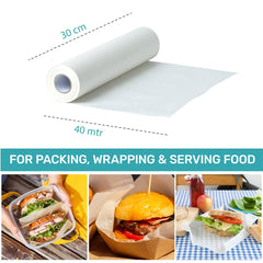 Greaseproof Foil Paper (40 Meters) | Non-Stick Food Wrapping Paper Roll | Natural Foil Paper for Kitchen | Food-Grade | Vegan | for Oven, Microwave & Freezer……