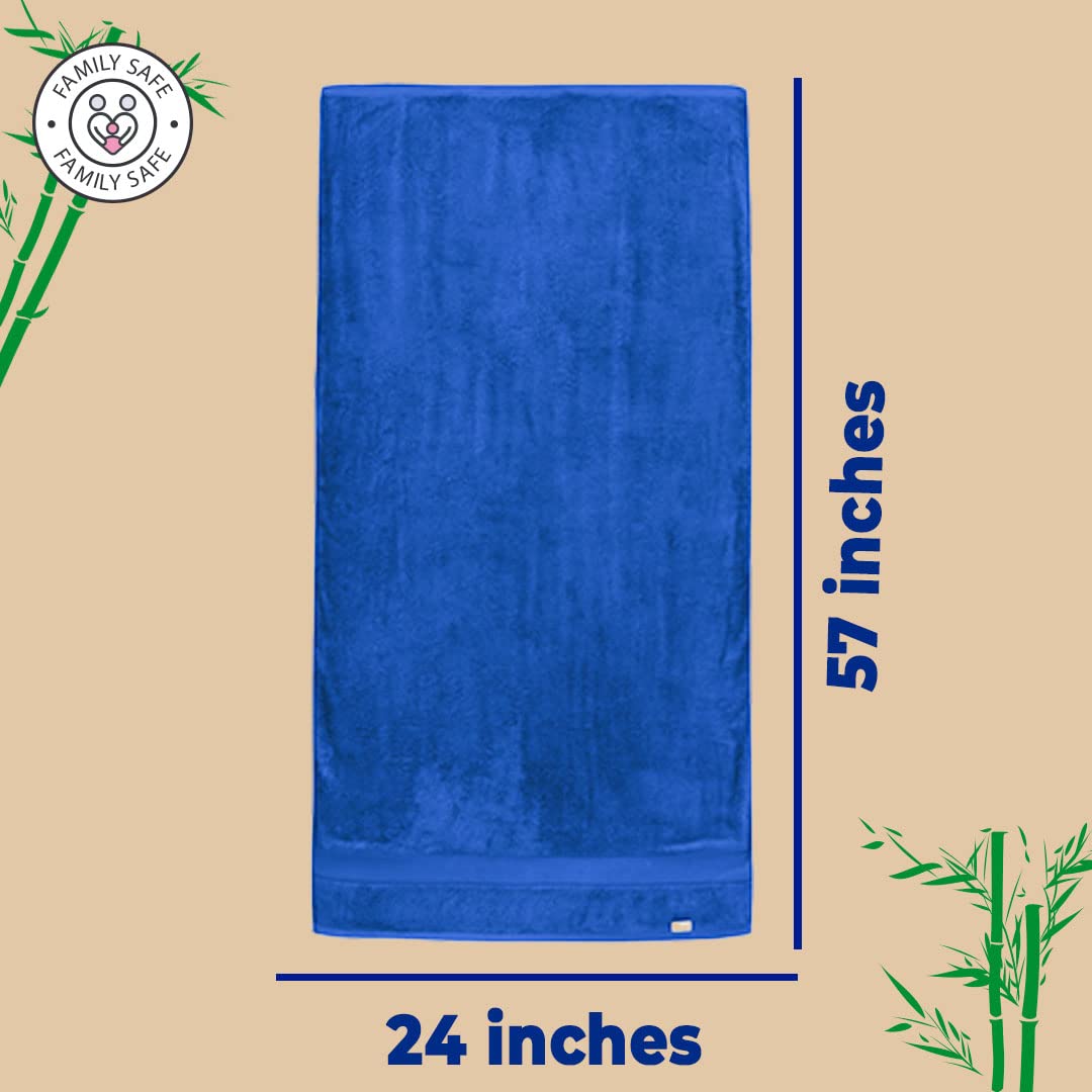 Pack of 2: Bamboo Bath Towels - Ultra Soft, Hyper Absorbent, Anti Odour | 27x54 inches | Royal Blue