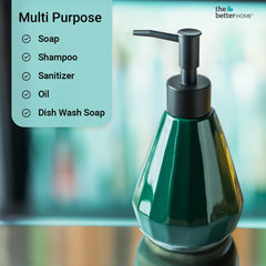 The Better Home 250ml Dispenser Bottle - Green (Set of 6) | Ceramic Liquid Dispenser for Kitchen, Wash-Basin, and Bathroom | Ideal for Shampoo, Hand Wash, Sanitizer, Lotion, and More