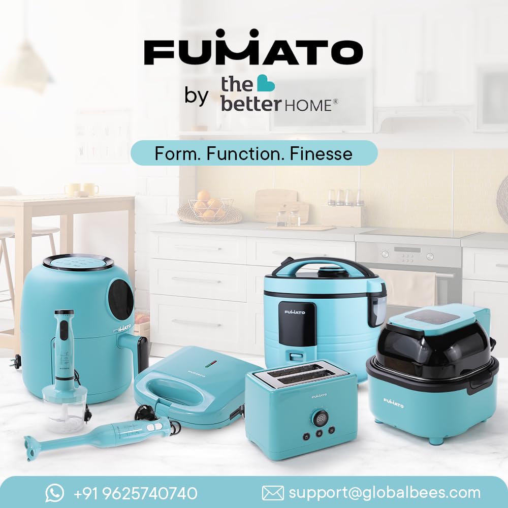 The Better Home Fumato Diwali Gift Set|AirFryer & HandBlender|Air Fry, Blend and Make|Perfect Gifting Kit|Colour Coordinated Sets|1 year Warranty (Misty Blue)1300 Watts, 4.5 L