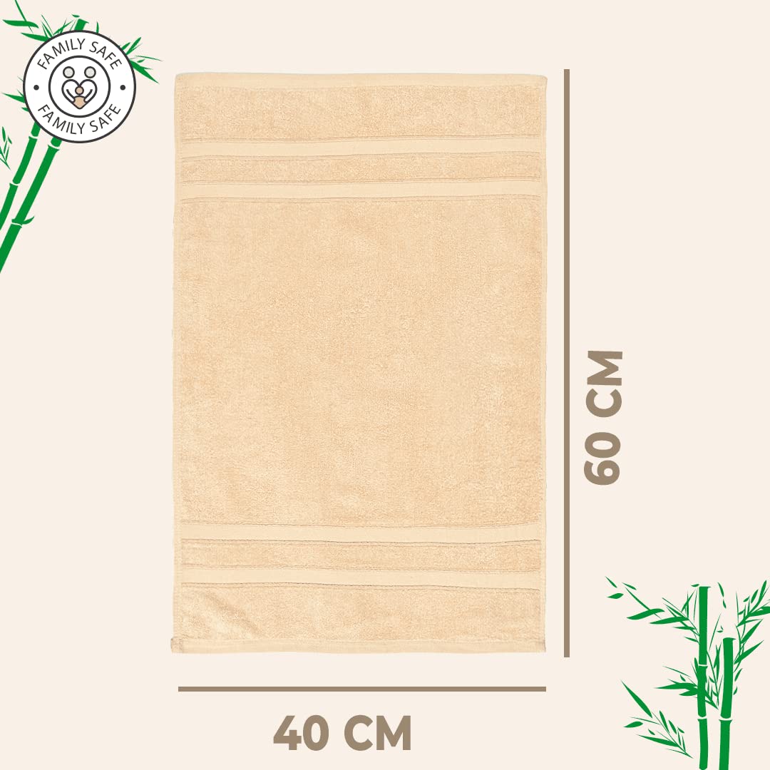 The Better Home 600GSM 100% Bamboo Hand Towel | Anti Odour & Anti Bacterial Bamboo Towel | Ultra Absorbent & Quick Drying Hand & Face Towel for Men & Women (Pack of 3, Beige)