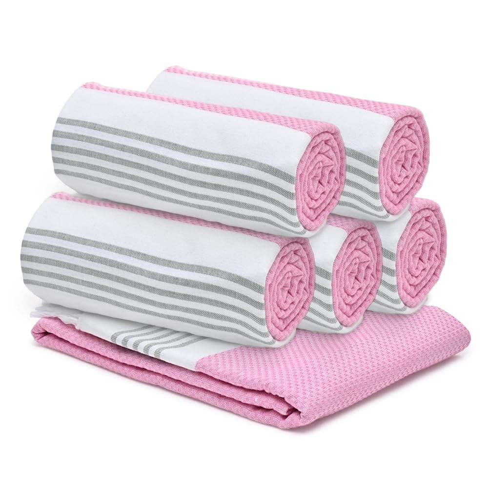 Combo: Cotton Bath Towels - Soft, Anti-Odour, High Absorbency, Quick Dry | 6Pcs | 150cmx75cm | Pink