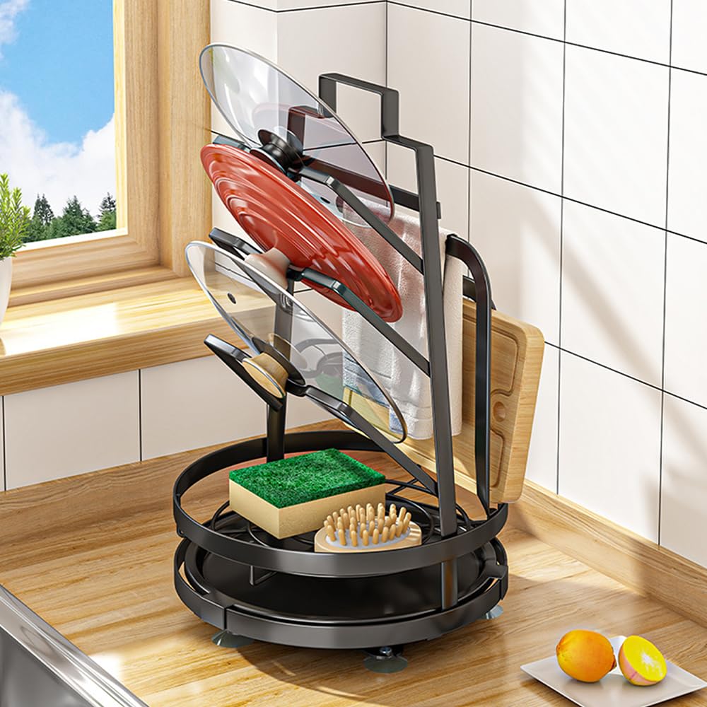 The Better Home Rotatable Lid Rag Holder | Stackable Kitchen Basket