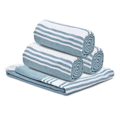 The Better Home 100% Cotton Turkish Bath Towel | Quick Drying Cotton Towel | Light Weight, Soft & Absorbent Turkish Towel (Pack of 4, Blue)