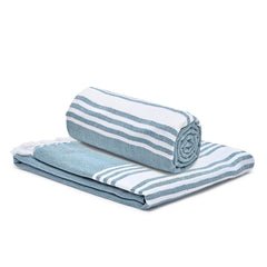 The Better Home 100% Cotton Turkish Bath Towel | Quick Drying Cotton Towel | Light Weight, Soft & Absorbent Turkish Towel (Pack of 2, Blue)