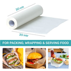 Greaseproof Foil Paper 20 Meters (Pack of 3) | Non-Stick Food Wrapping Paper Roll | Natural Foil Paper for Kitchen | Food-Grade | Vegan | for Oven, Microwave & Freezer…