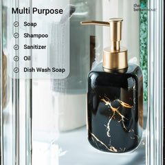 The Better Home 300ml Dispenser Bottle - Black (Set of 4) | Ceramic Liquid Dispenser for Kitchen, Wash-Basin, and Bathroom | Ideal for Shampoo, Hand Wash, Sanitizer, Lotion, and More