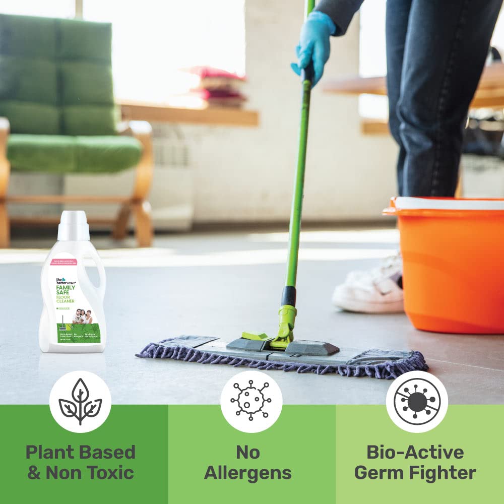 The Better Home Floor Cleaner Liquid 500ml | Non Toxic, Baby Safe & Pet Safe | Biodegradable & Eco Friendly | Natural Bio Active Dirt & Germ Removal | with Lemongrass and Neem | 500 ML Pack Of 1