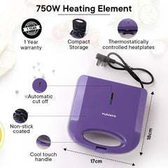 The Better Home Fumato Kitchen Essential Pair|SandwichMaker & HandBlender| Grill, Blend and Make| Perfect Gifting Kit | Colour Coordinated Sets | 1 year Warranty (Purple Haze)