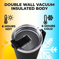 Insulated Coffee Mug with Lid & Handle (450ml) | Double Wall Insulated Stainless Steel Coffee Mug | Hot and Cold Coffee Tumbler | Coffee Mug for Travel | Blue-Pink (Black)