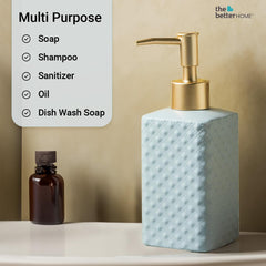 The Better Home 350ml Soap Dispenser Bottle - Grey (Set of 2) |Ceramic Liquid Pump Dispenser for Kitchen, Wash-Basin, and Bathroom