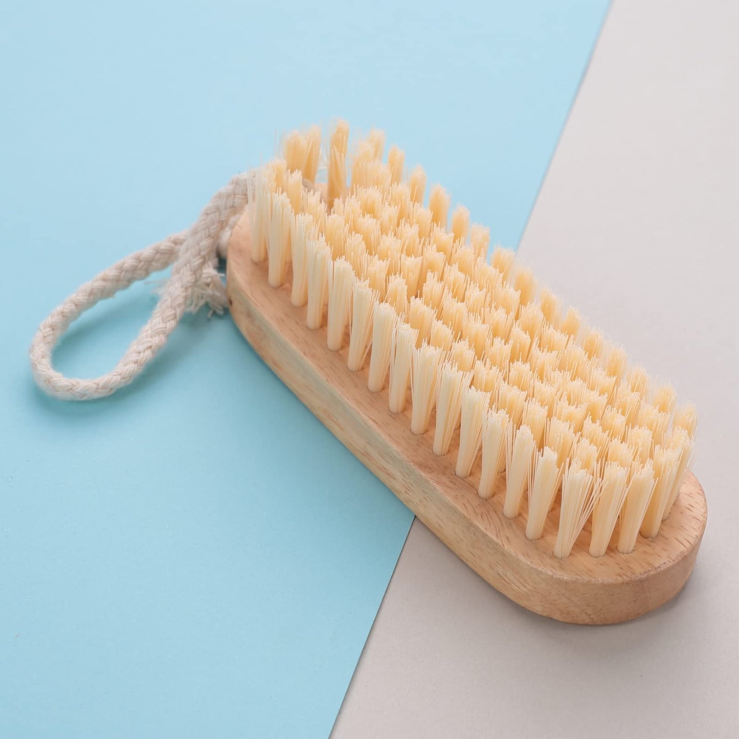 Sneaker Cleaner Wooden Shoe Brush | Loop for Hanging | Soft Washable Bristles | For Leather Shoes | White